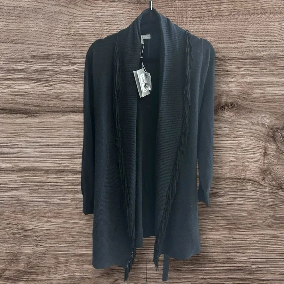 Neiman Marcus Black Open-Front Cardigan - Picture 4 of 7